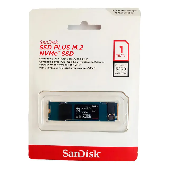 Ssd Nvme M.2 1tb Sandisk Plus Nvme 2280 Sdssda3n-1t00-g26 Azul-marinho